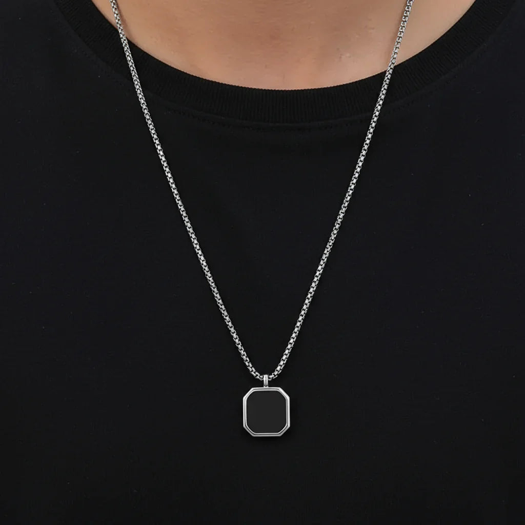 Classic Black Stone Pendant (Square)